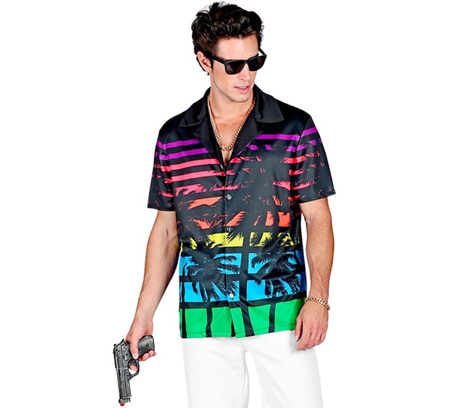 Camisa manga corta Hawaiana Años 80 para hombre