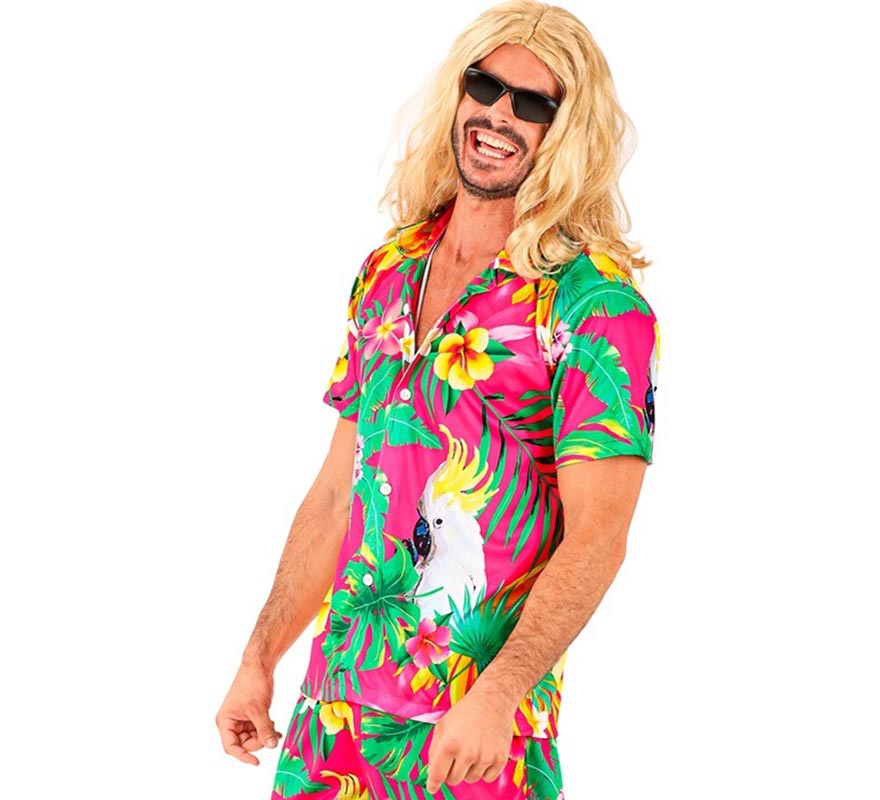 Translation missing: fr.Camisa manga corta Hawaiana Estampado Cacatúa para hombre