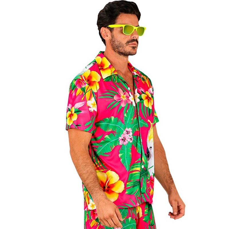 Translation missing: fr.Camisa manga corta Hawaiana Estampado Cacatúa para hombre
