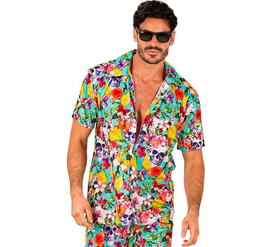 Translation missing: fr.Camisa manga corta Hawaiana Estampado Calaveras para hombre