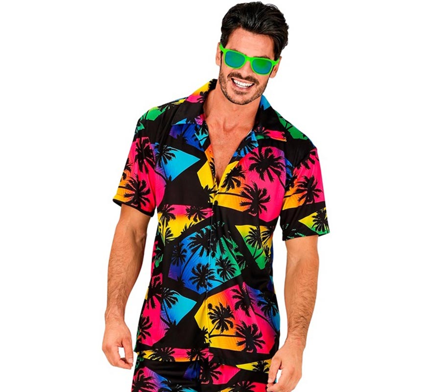Translation missing: fr.Camisa manga corta Hawaiana Estampado Palmeras para hombre