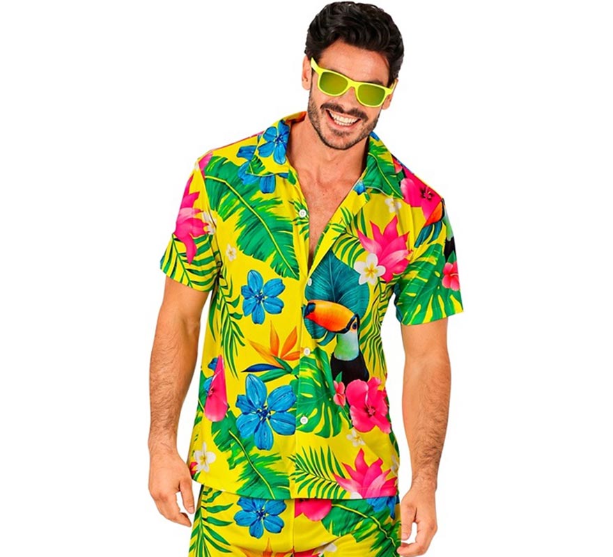 Translation missing: fr.Camisa manga corta Hawaiana Estampado Tucán para hombre