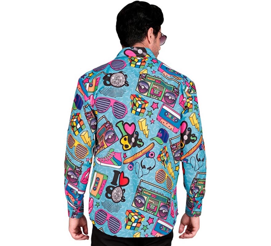 Translation missing: fr.Camisa manga larga Años 80 Estampado Retro para hombre