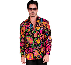 Chemise à manches longues à imprimé hippie pour homme