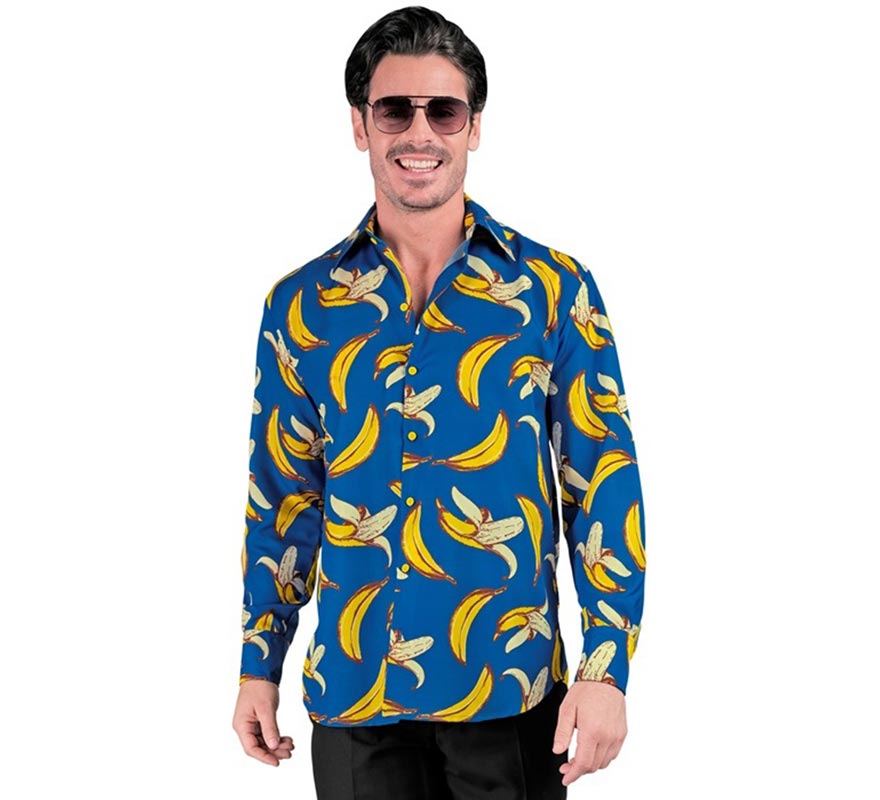 Translation missing: fr.Camisa manga larga con Estampado Plátanos para hombre