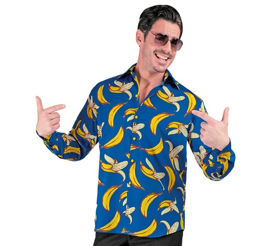 Translation missing: fr.Camisa manga larga con Estampado Plátanos para hombre