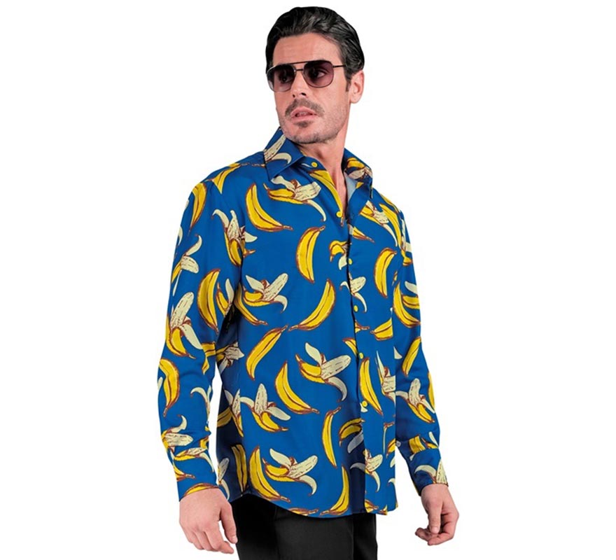 Translation missing: fr.Camisa manga larga con Estampado Plátanos para hombre