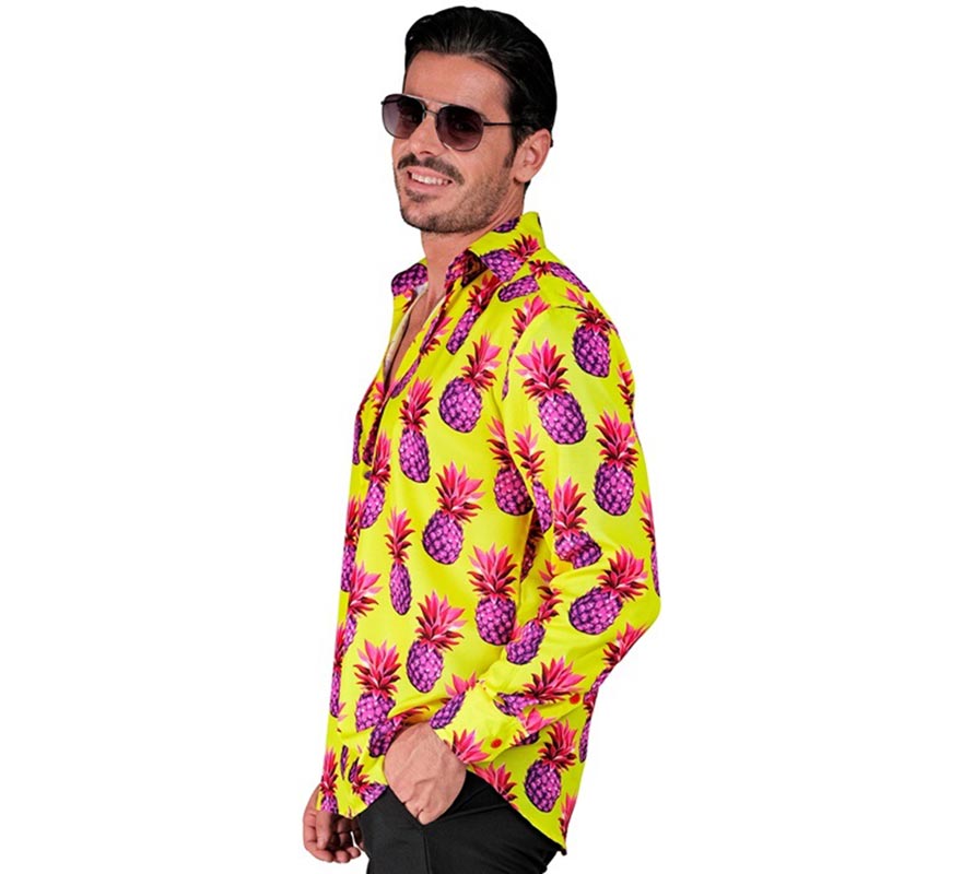 Translation missing: fr.Camisa manga larga Estampada Piñas neón para hombre