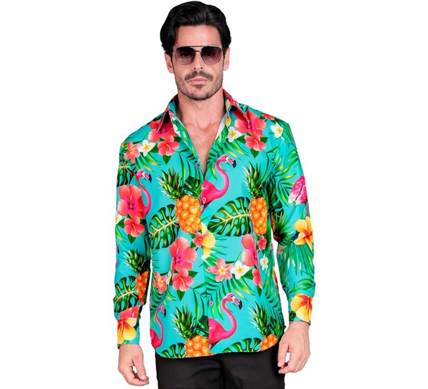 Translation missing: fr.Camisa manga larga Hawaiana Estampado Tropical para hombre