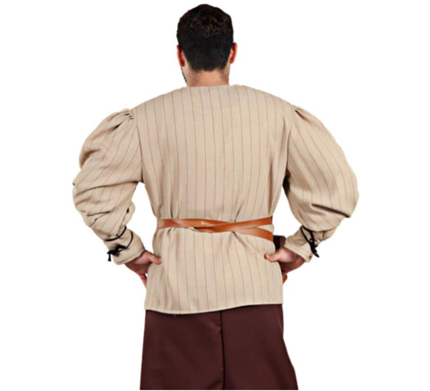 Translation missing: fr.Camisa Medieval beige a Rayas para hombre