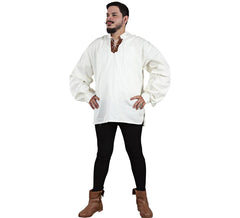 Chemise d'aubergiste médiévale blanche pour homme