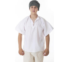 Chemise blanche médiévale ou pirate avec cordon pour homme