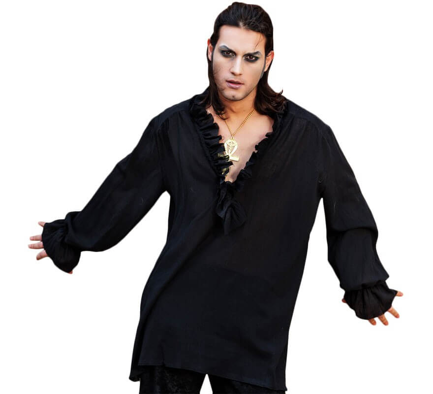 Translation missing: fr.Camisa Negra con Volantes para hombre