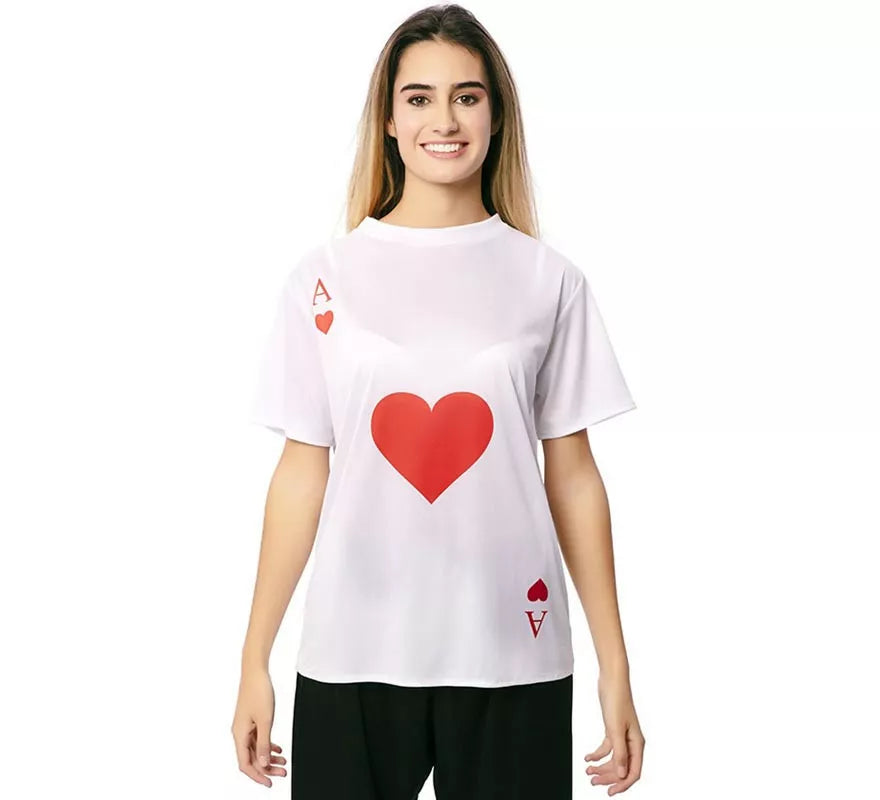 Translation missing: fr.Camiseta blanca As de Corazones adulto