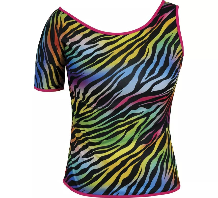 Translation missing: fr.Camiseta Cebra multicolor Años 80 para mujer