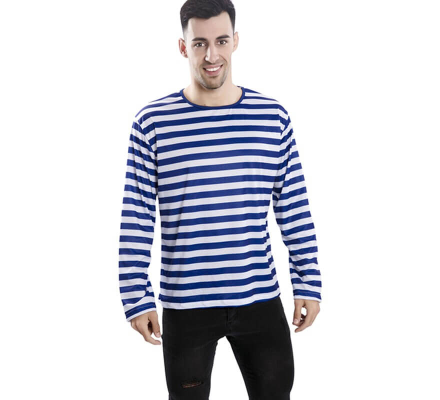 Translation missing: fr.Camiseta con rayas azules y blancas para adultos