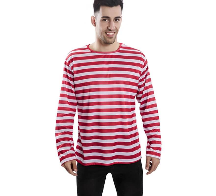Translation missing: fr.Camiseta con rayas rojas y blancas para adultos