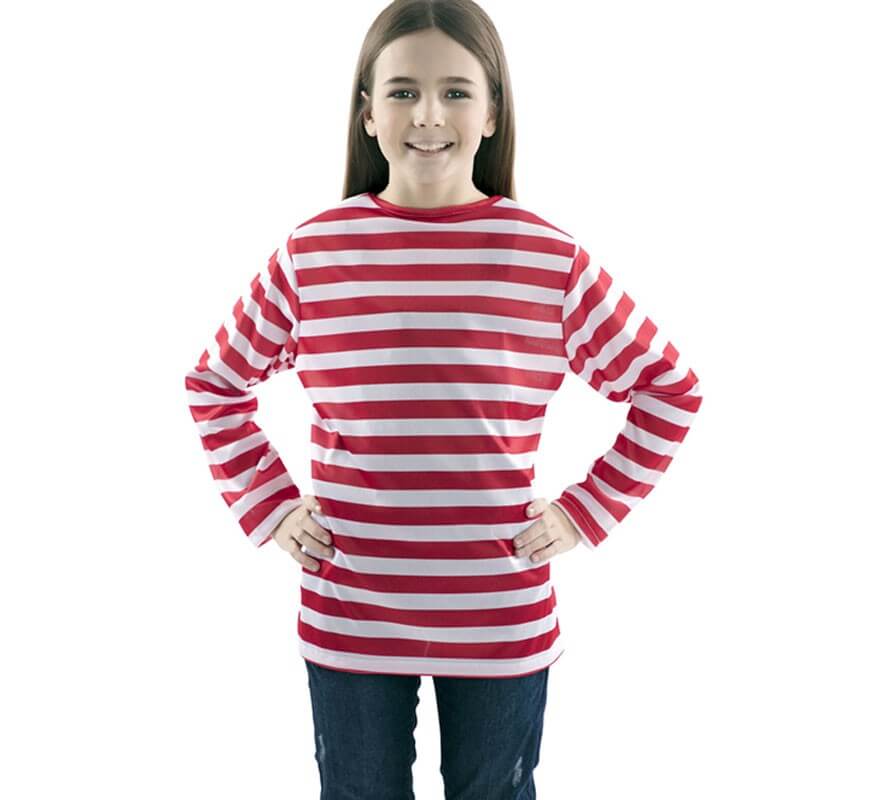 Translation missing: fr.Camiseta con rayas rojas y blancas para niños