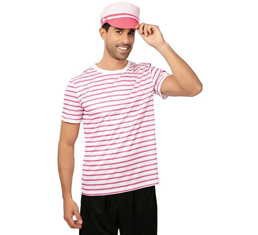 Translation missing: fr.Camiseta de Marinero a rayas rosa adulto