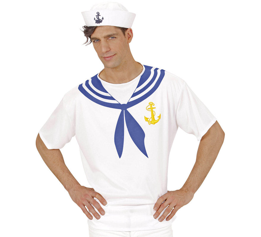 Camiseta de Marinero Blanco con Ancla para hombre