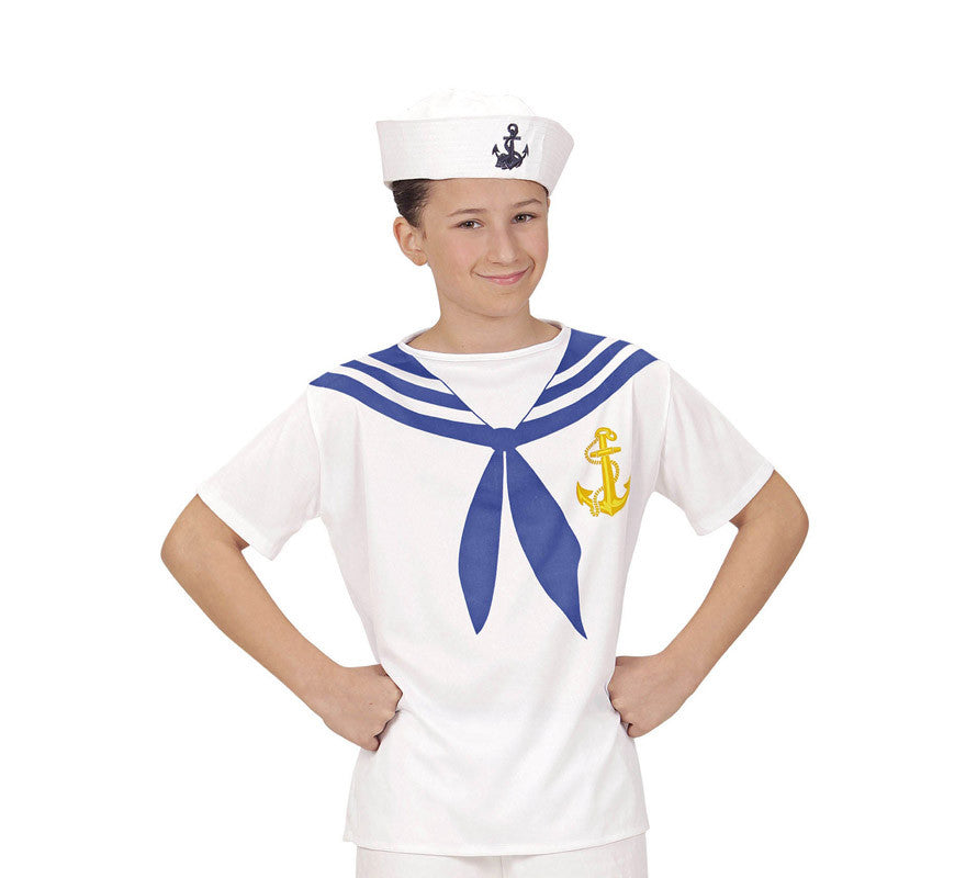Translation missing: fr.Camiseta de Marinero Blanco con Ancla para infantil