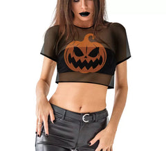 T-shirt en filet de citrouille pour femme