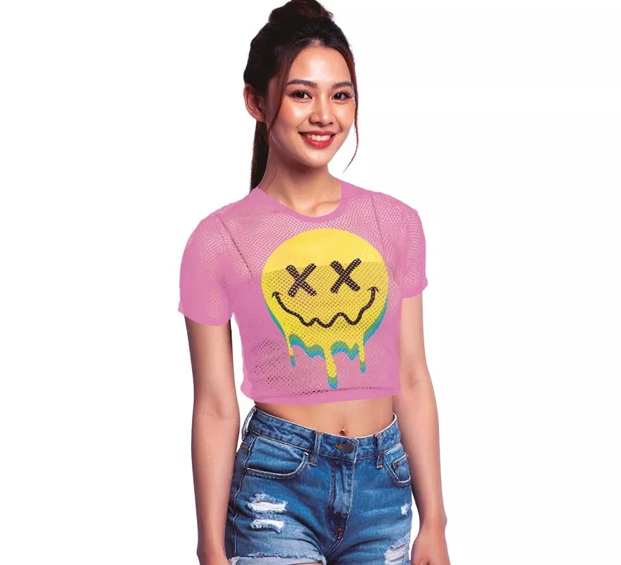 Translation missing: fr.Camiseta de Rejilla Acid Smile rosa para mujer