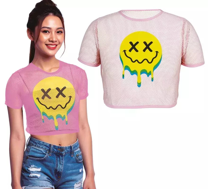 Translation missing: fr.Camiseta de Rejilla Acid Smile rosa para mujer