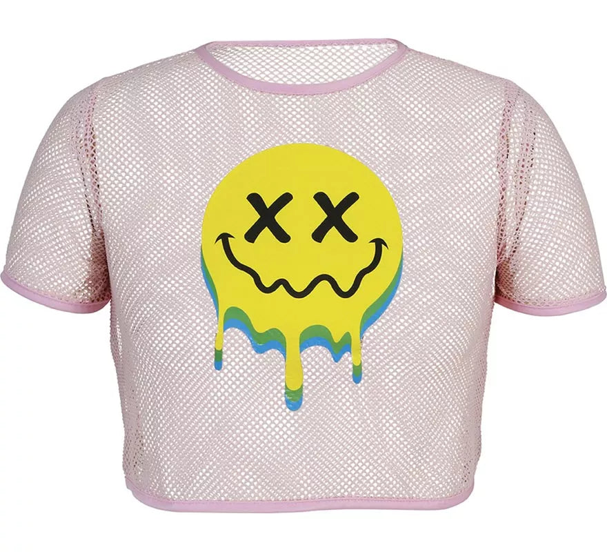 Translation missing: fr.Camiseta de Rejilla Acid Smile rosa para mujer