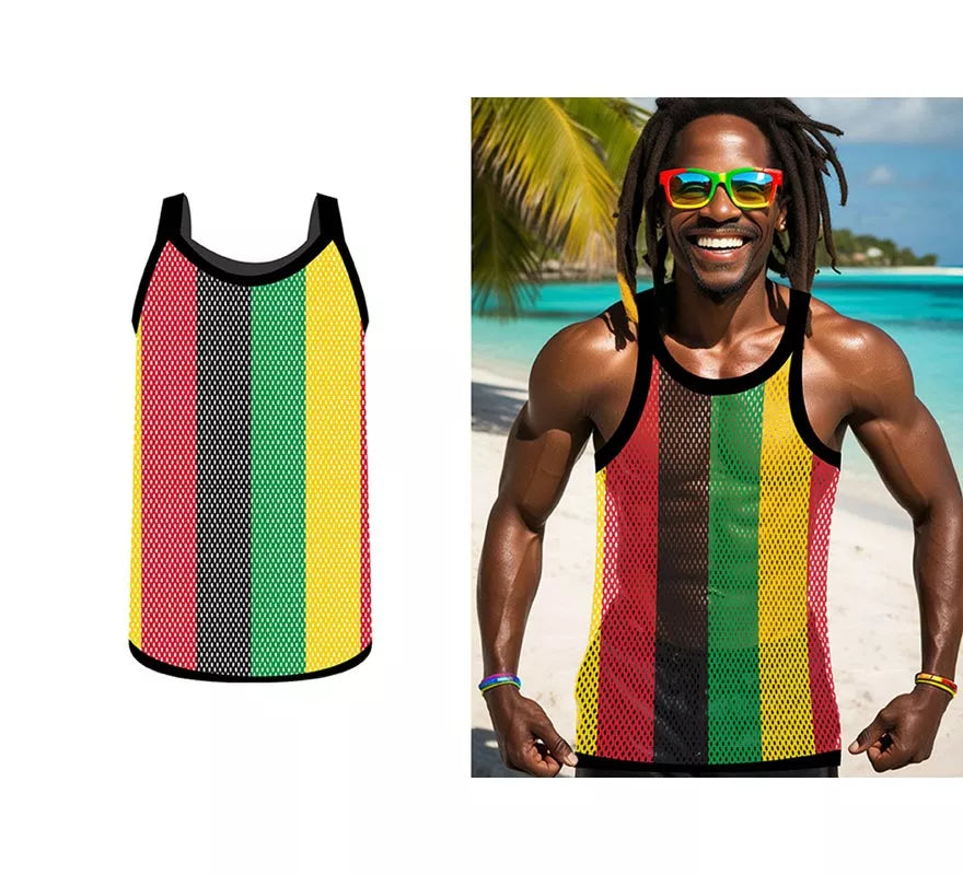 Translation missing: fr.Camiseta de Rejilla Jamaica multicolor para hombre
