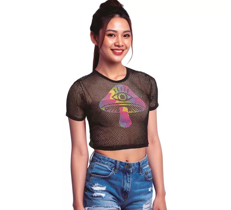 Translation missing: fr.Camiseta de Rejilla Seta negra para mujer