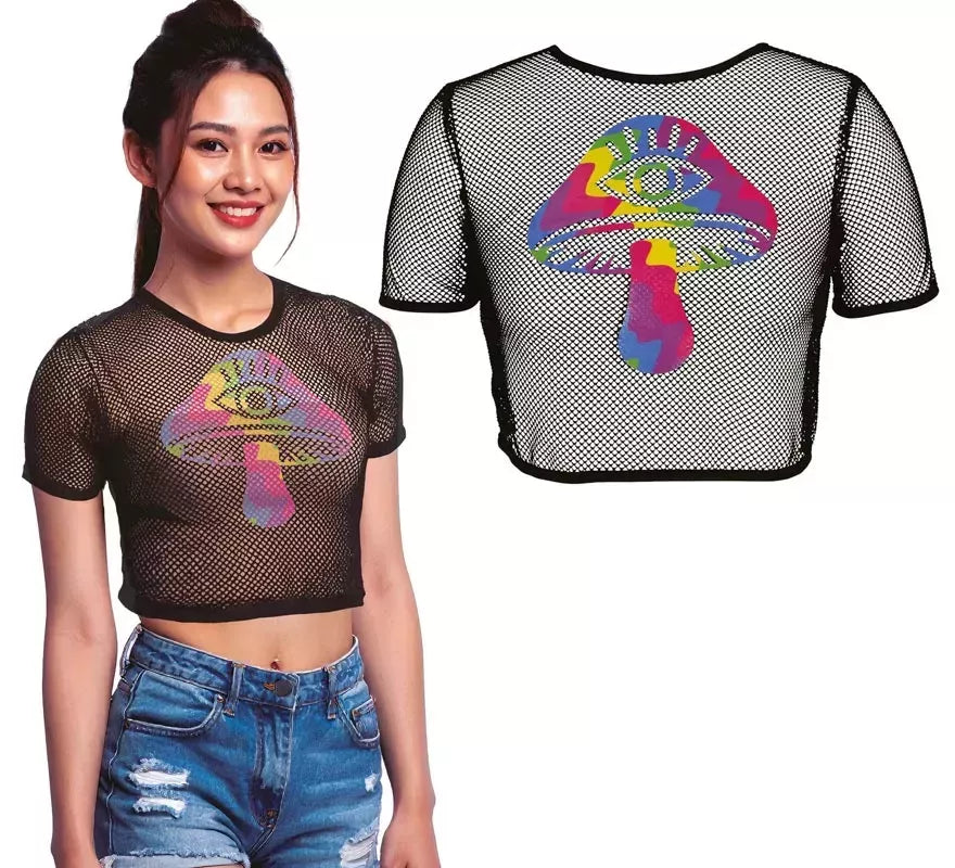 Translation missing: fr.Camiseta de Rejilla Seta negra para mujer