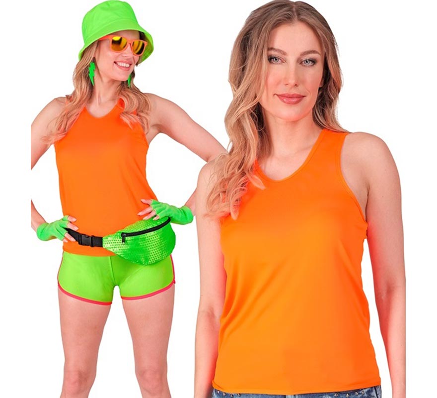 Camiseta de Tirantes naranja neón para mujer