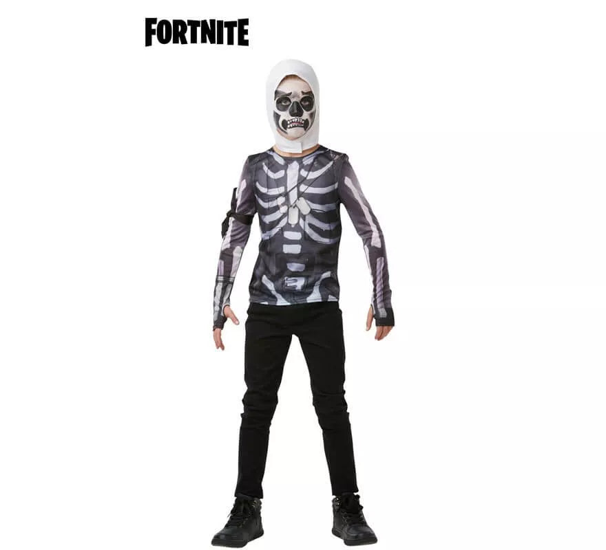 Translation missing: fr.Camiseta Disfraz con Capucha Skull Trooper Fortnite para niño y adolescente