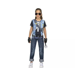 T-shirt déguisement de Rockeuse Squelette pour fille