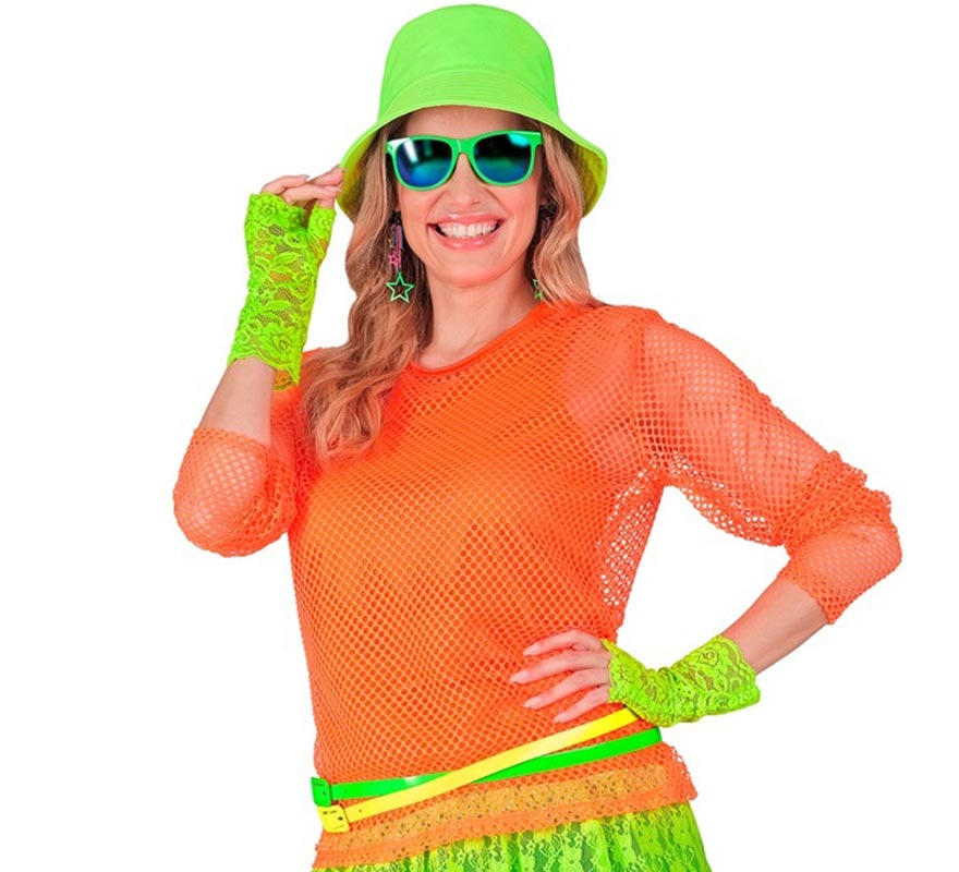 Translation missing: fr.Camiseta manga larga de Malla naranja neón para mujer