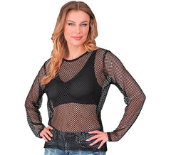 T-shirt à manches longues en maille noire pour femme