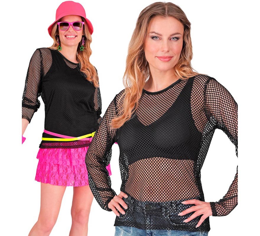 Translation missing: fr.Camiseta manga larga de Malla negra para mujer