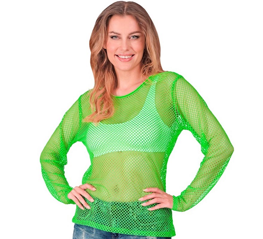 Translation missing: fr.Camiseta manga larga de Malla verde neón para mujer