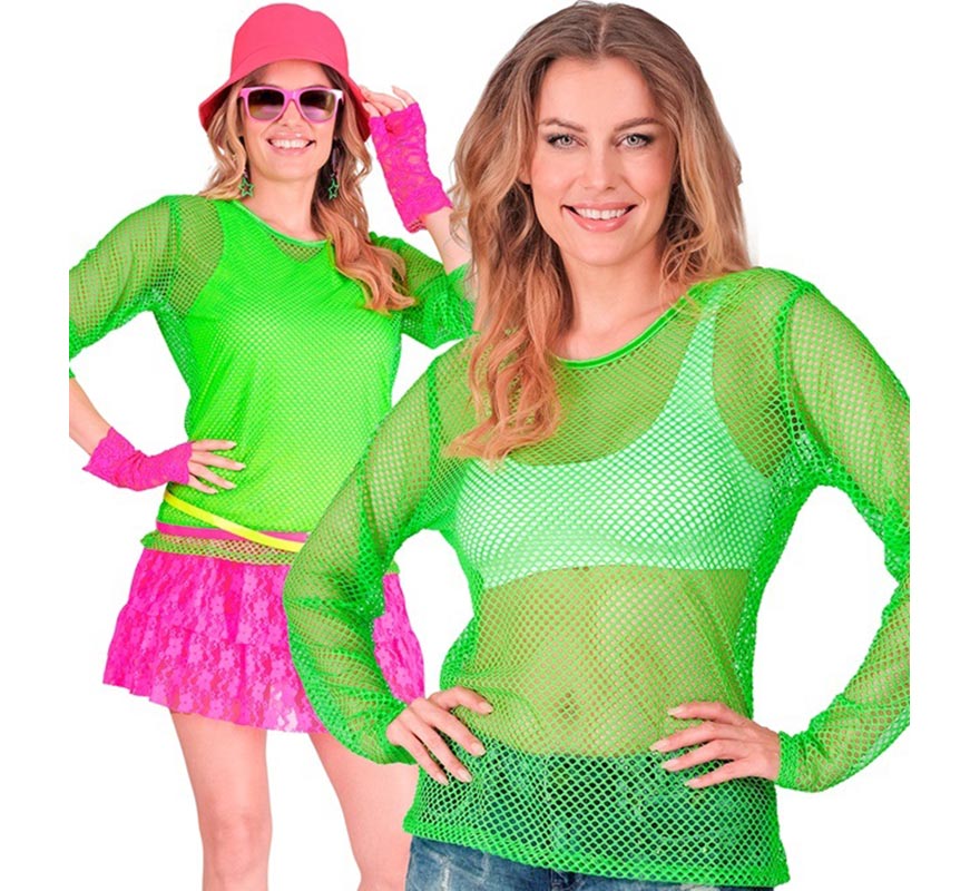 Translation missing: fr.Camiseta manga larga de Malla verde neón para mujer