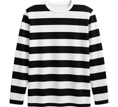 T-shirt rayé noir et blanc pour homme, motif mime ou prisonnier