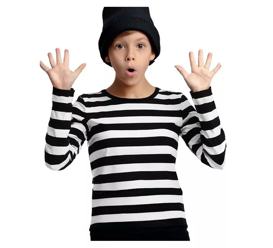 Translation missing: fr.Camiseta Mimo o Preso a Rayas blancas y negras para niños