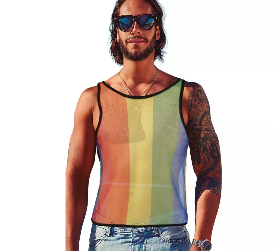 Translation missing: fr.Camiseta Tirantes de Rejilla Arcoíris para hombre