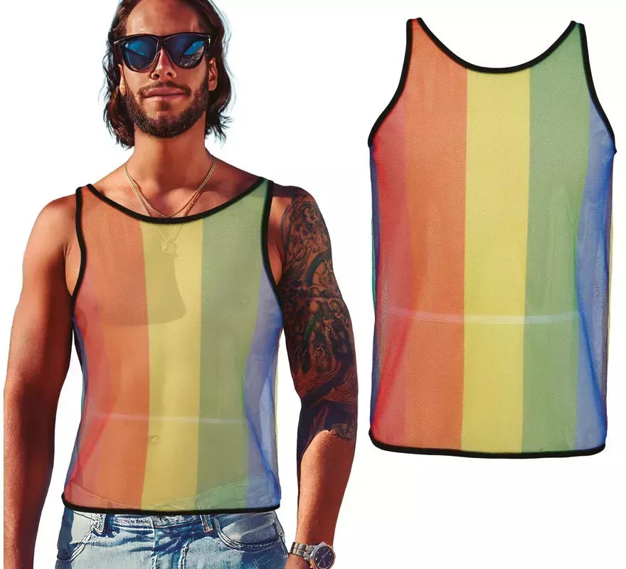 Translation missing: fr.Camiseta Tirantes de Rejilla Arcoíris para hombre