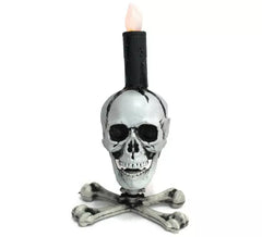 Candélabre tête de mort avec lumière 28x15 cm