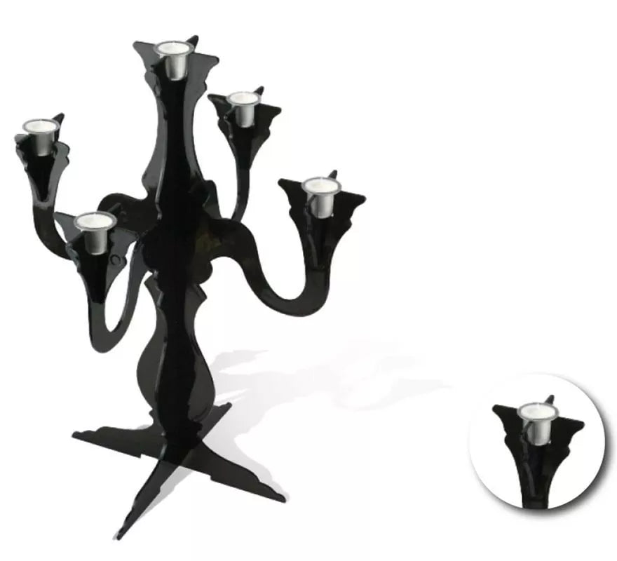 Translation missing: fr.Candelabro negro de plástico de 32,9x32,9x41,9 cm