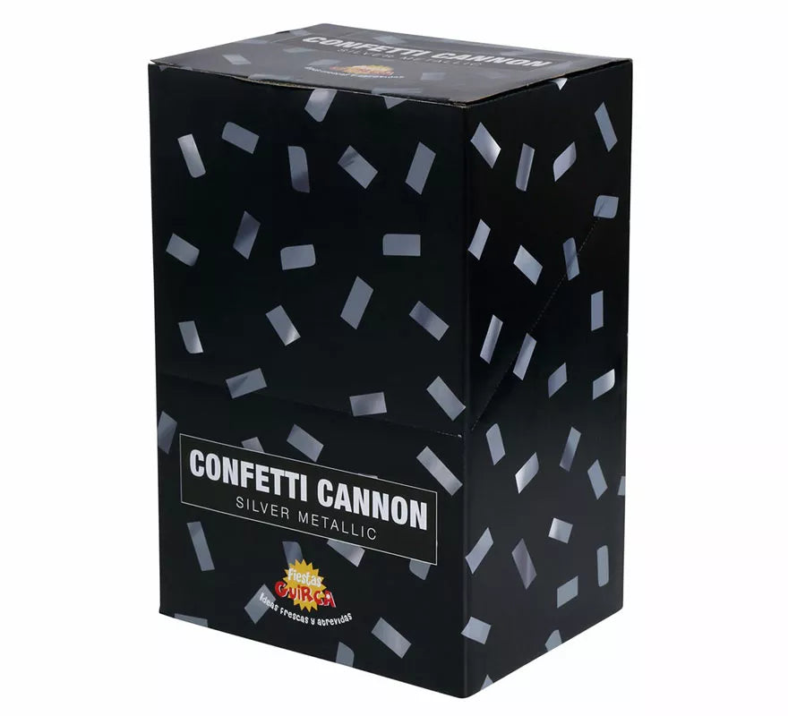 Translation missing: fr.Cañón Confetti Kabuki Metálico Plata de 30 cm