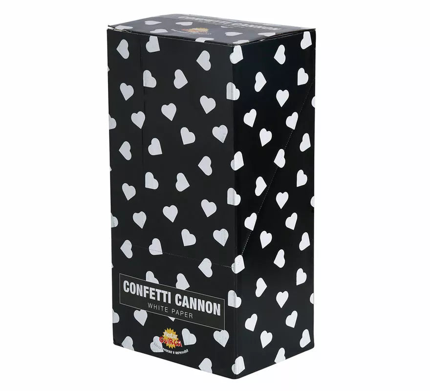 Cañón Kabuki Confetti Corazones Blancos de Papel de 40 cm