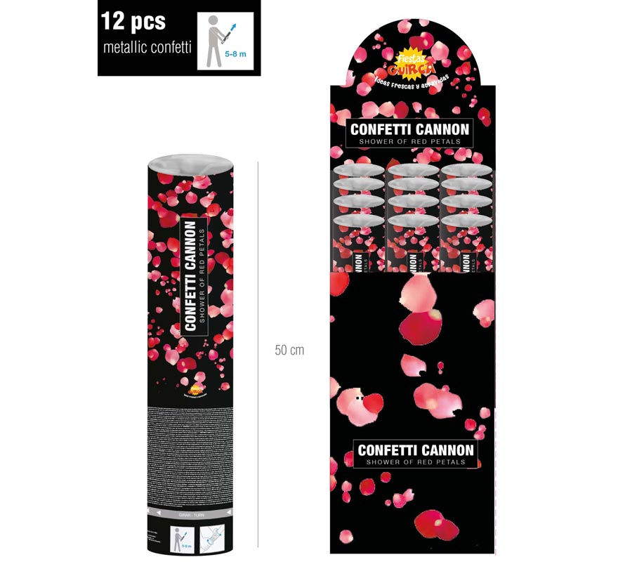 Translation missing: fr.Cañón Kabuki o tubo de Pétalos de rosa rojos de 50 cm para Bodas