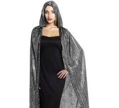Cape à capuche bicolore argentée, 120 cm
